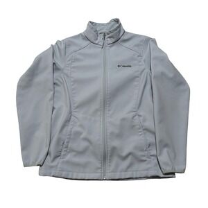 Columbia Women's Softshell Jacket Light Blue *Stained* Size Medium 19.5 x 26